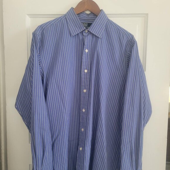 Men's Polo Ralph Lauren Blue and white dress shirt - Picture 2 of 6